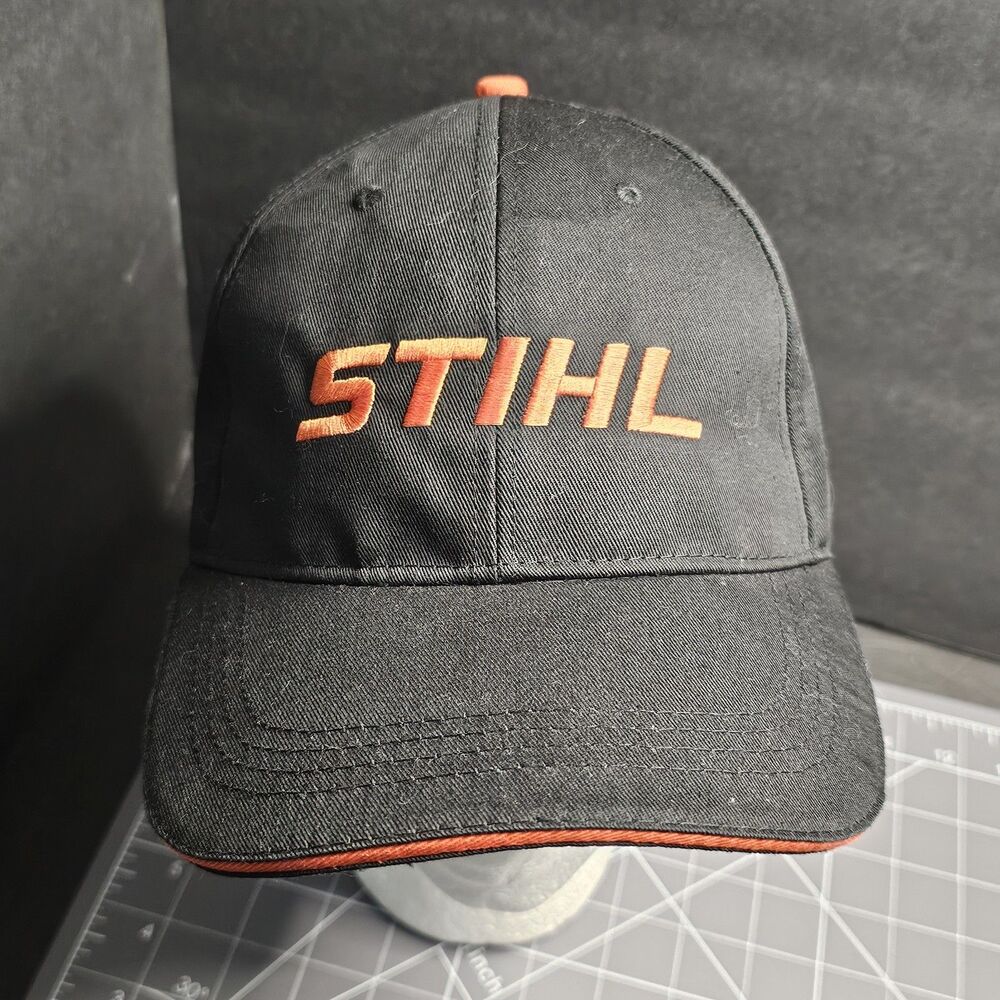 STIHL Embroidered Strapback Hat, Black & Orange